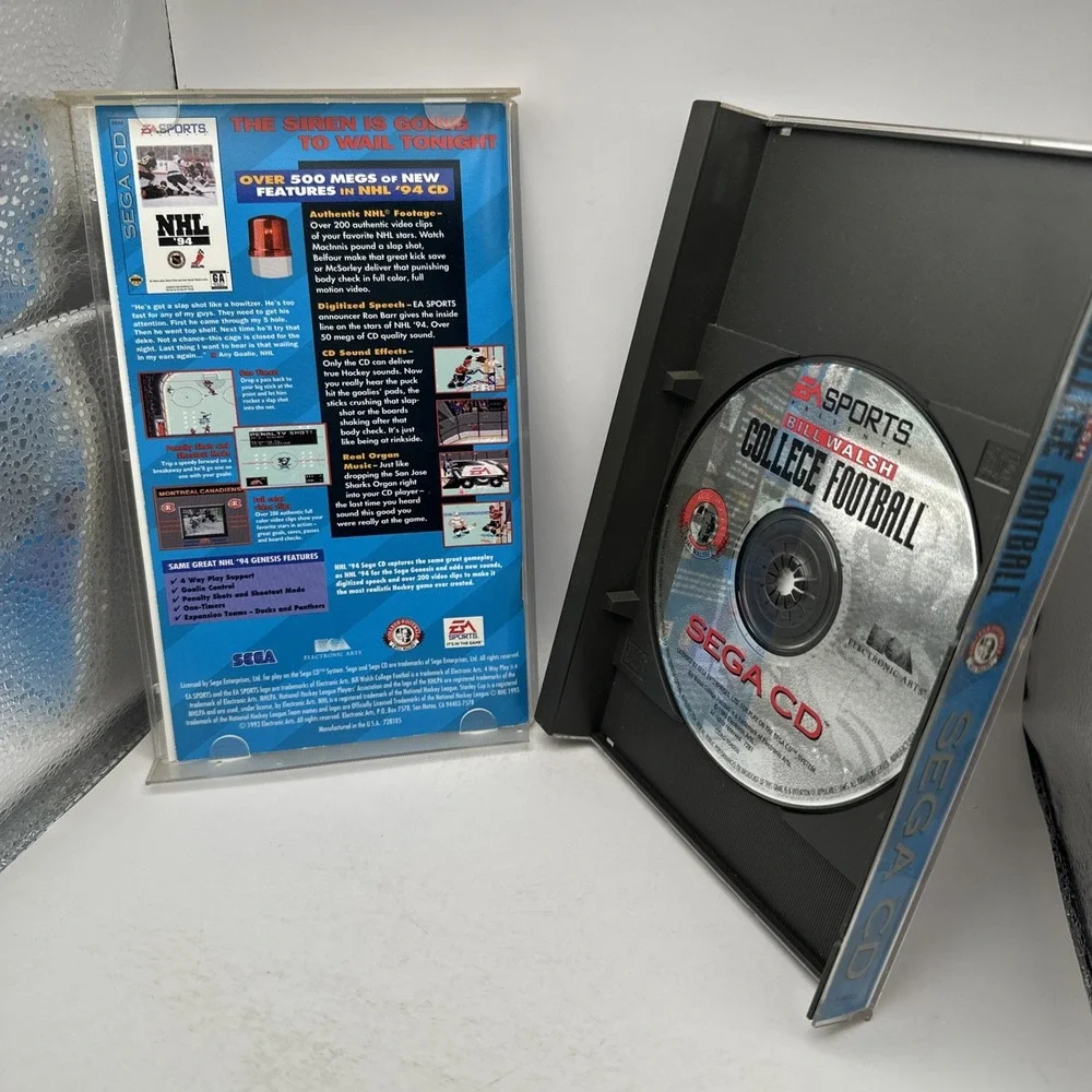 Bill Walsh College Football SEGA CD CIB Complete Manual Reg Card Excellent Disc